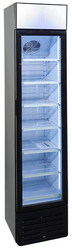 Omcan 47240 16" One Section Glass Door Merchandiser Refrigerator, 5 cu ft, Black, 110V, R600a