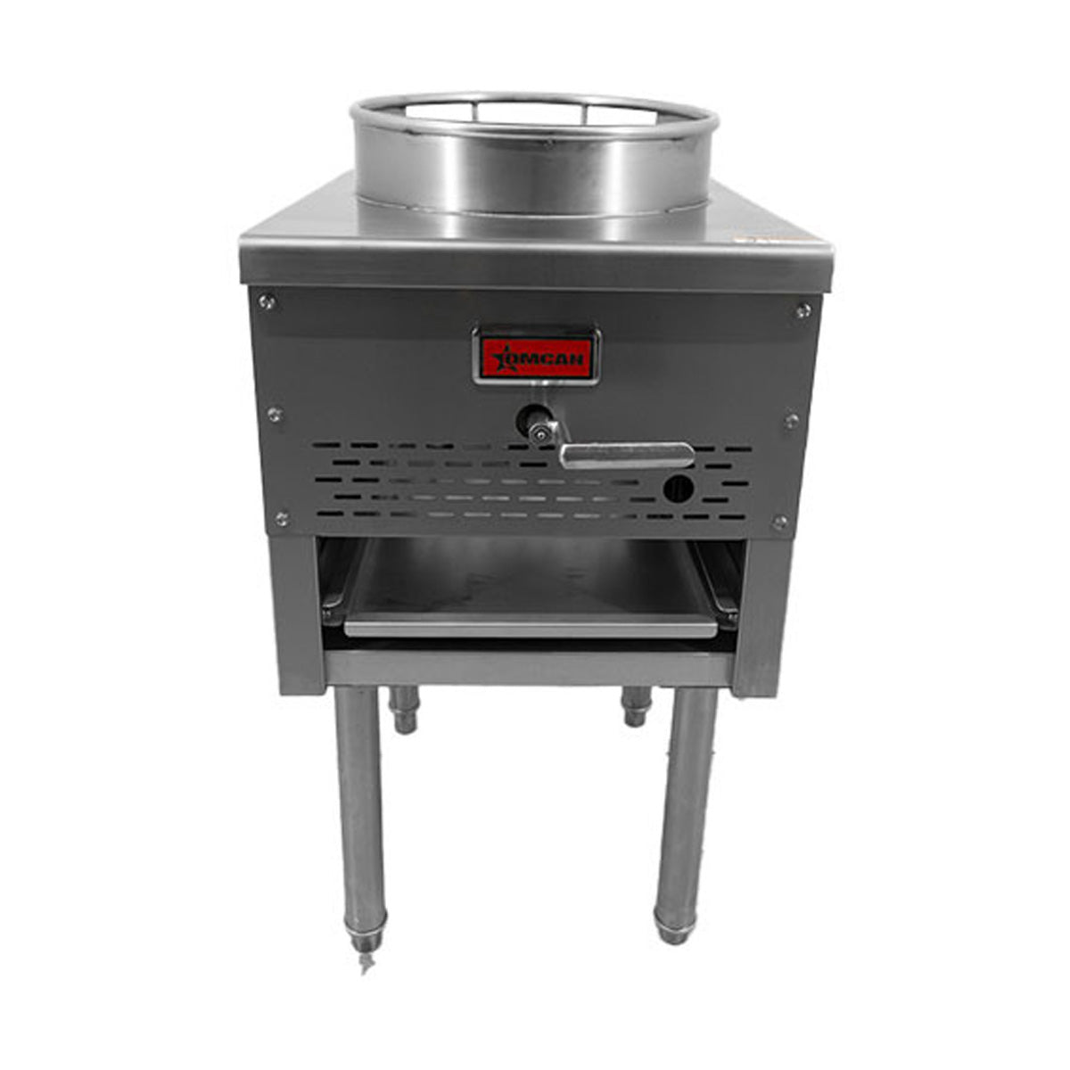 Omcan 47351 Natural Gas Wok Range w/ (1) Burner (Bowl), 13" Wok Ring, Knee "L" Lever, Jet Burner, 95.000 BTU