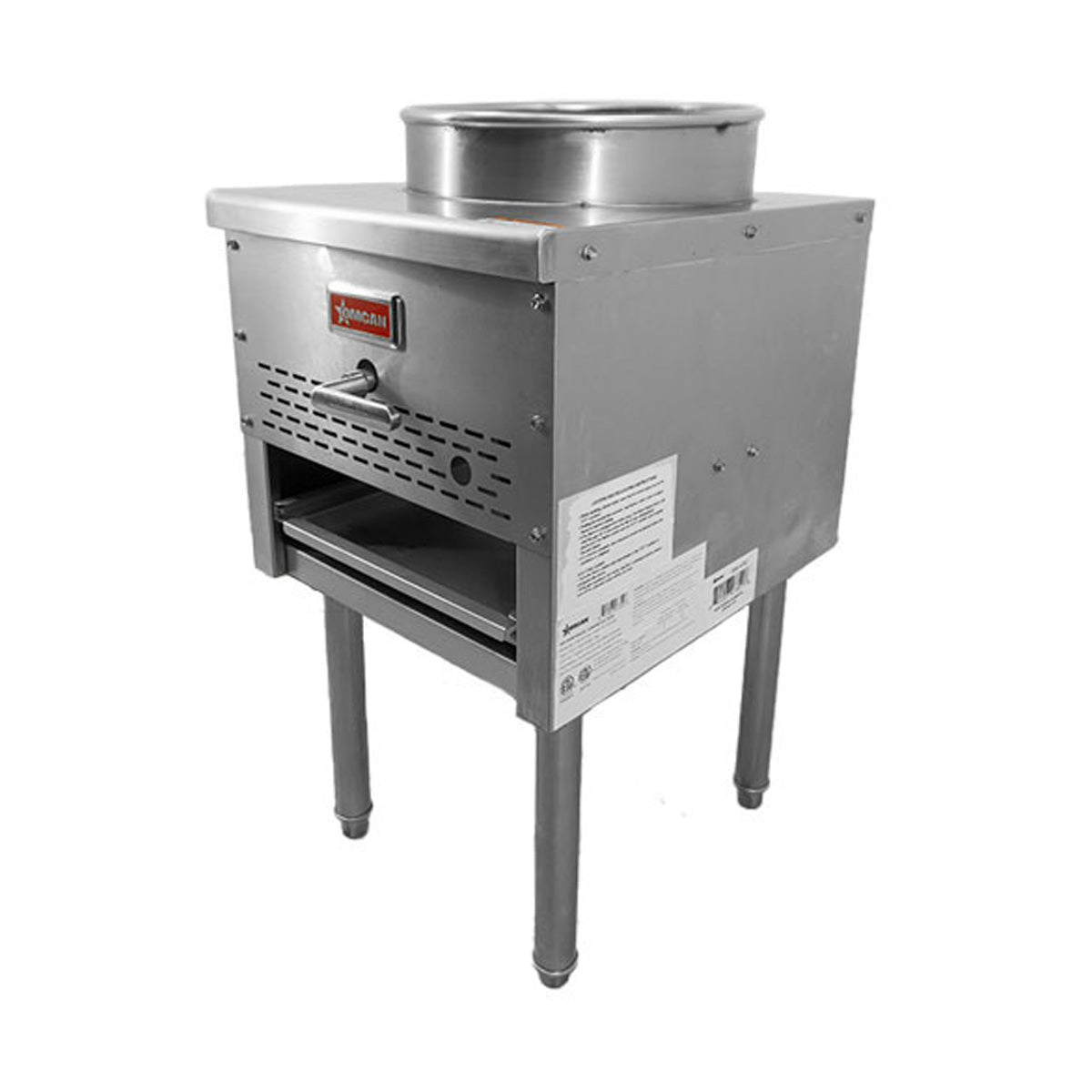 Omcan 47351 Natural Gas Wok Range w/ (1) Burner (Bowl), 13" Wok Ring, Knee "L" Lever, Jet Burner, 95.000 BTU