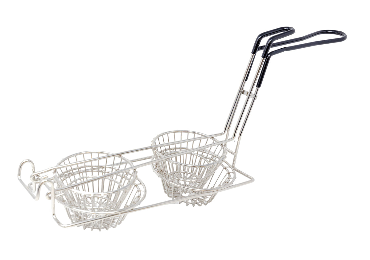 Omcan 47358 6" Tortilla Double Taco Cup Fry Basket, 2-Compartment, Durable Stainless Steel