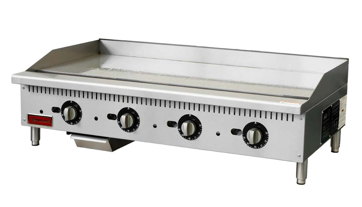 Omcan 47373 48" Countertop Thermostatic Gas Griddle, 1" Steel Plate, 112.000 BTU