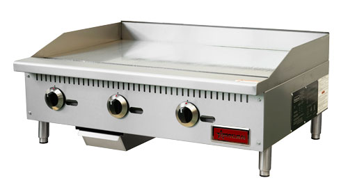 Omcan 47375 36" Countertop Gas Griddle, Manual Controls, 3/4" Steel Plate, 90.000 BTU