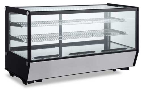Omcan 47424 62" Countertop Refrigerated Display Case with Sliding Glass Door, 3 Shelves - 8.89 cu. ft. / 460 w