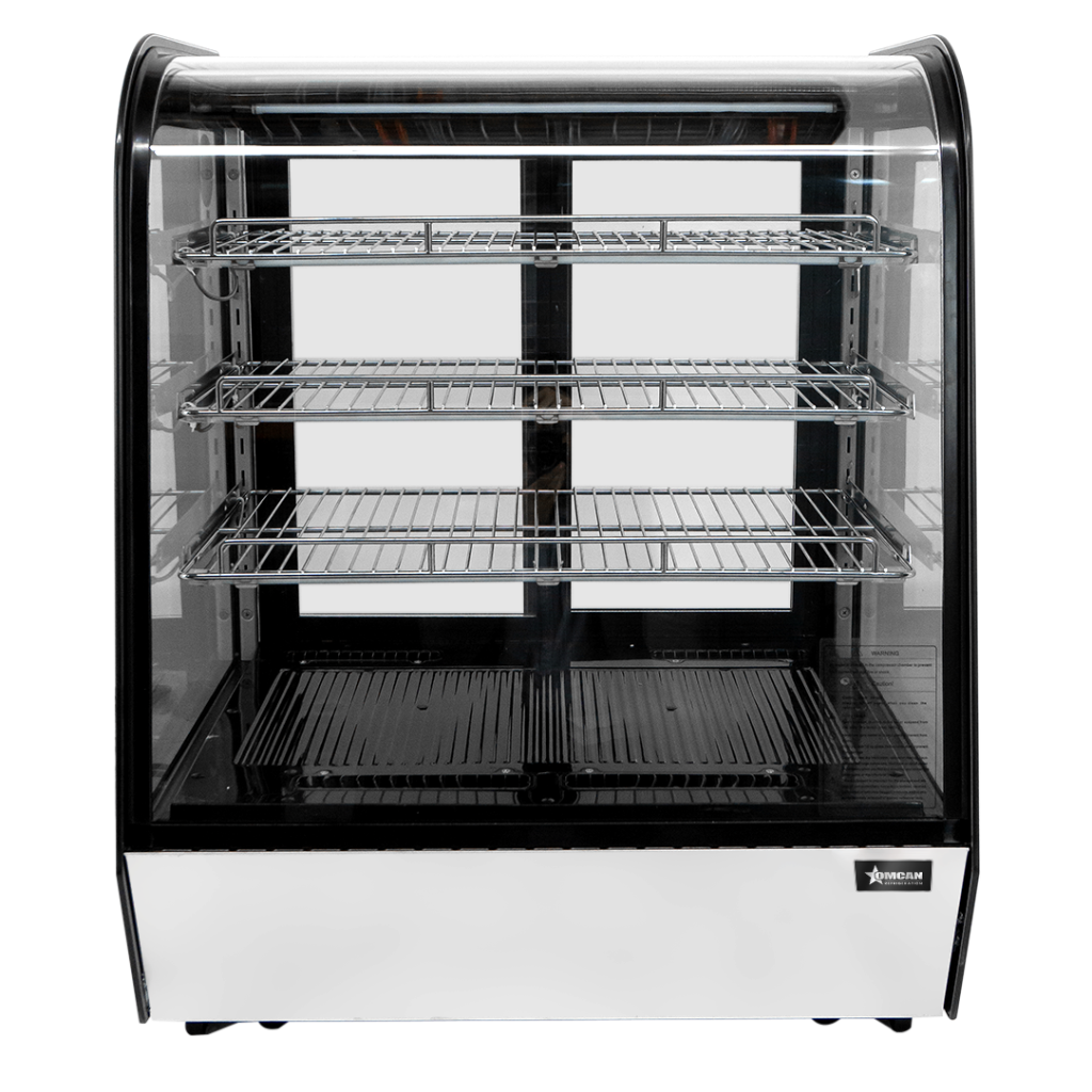 Omcan 47448 Ctrt Case 28" Wide 5.12 cu ft Glass 2 Sliding Doors 3 Shelves R290 350W 110-120V