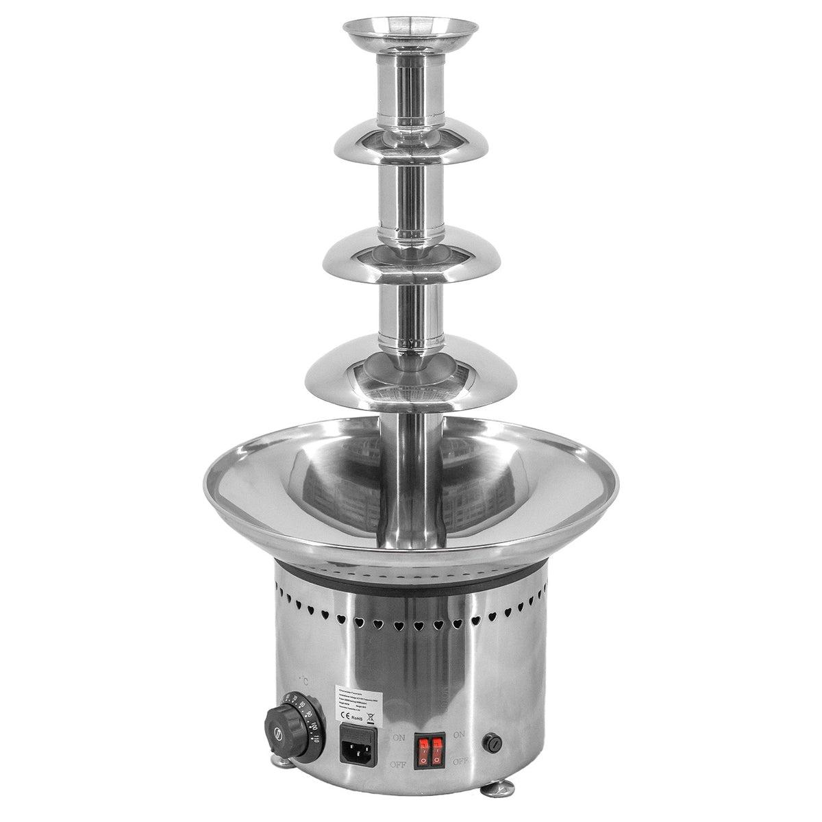Omcan 47492 Chocolate Fountain, 4-Tier 8 lb, 23" Height, Steel, 200 W Temp, 110-120V | stainless steel