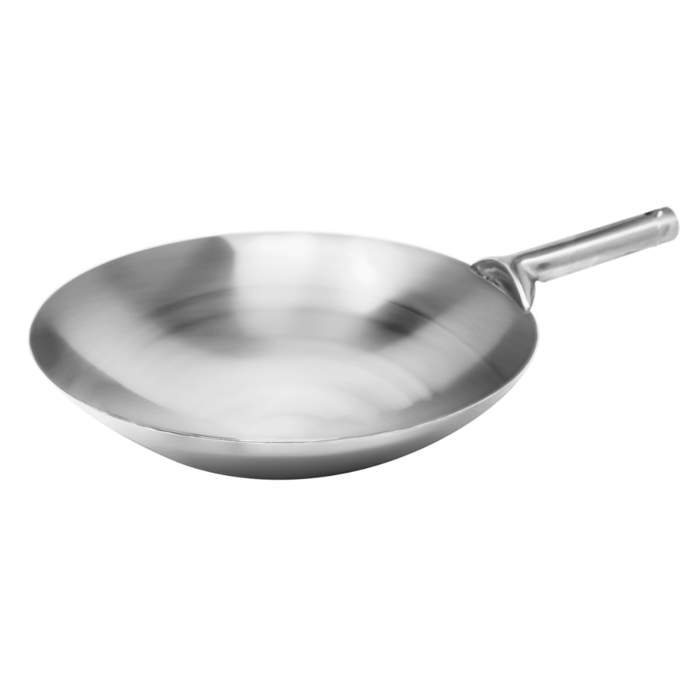 Omcan 47542 Mandarin Wok, 16" Stainless Steel Wok with Handle - Commercial Stir-Fry