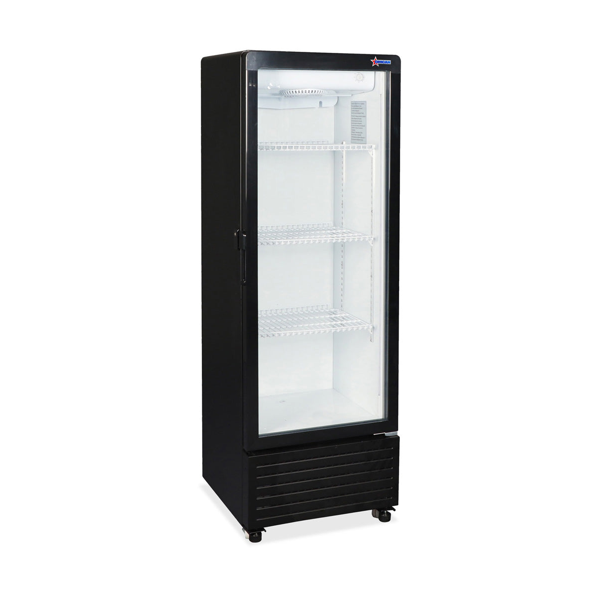 Omcan 47563 1-Section Merchandiser Refrigerator w/ Glass Door, in Black, 4.9 cu. ft. | 16.5" Wide