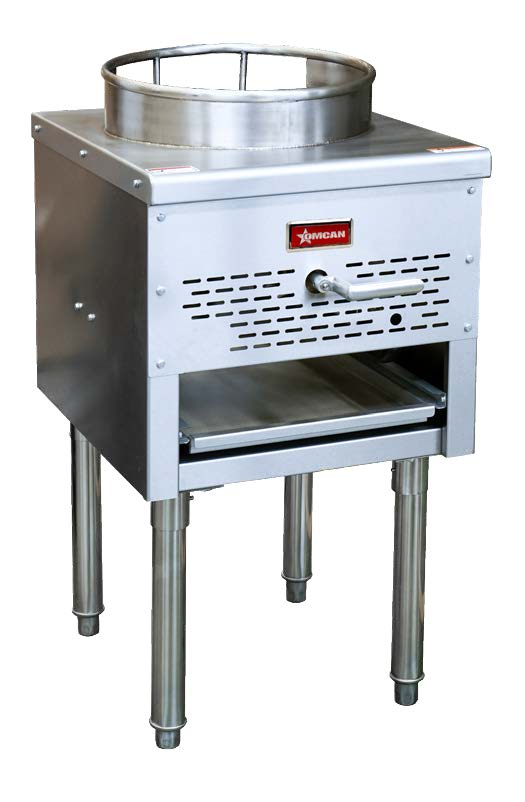 Omcan 47685 LP Gas Wok Range w/ (1) Burner (Bowl), 13" Wok Ring, Knee "L" Lever, Jet Burner, 95.000 BTU