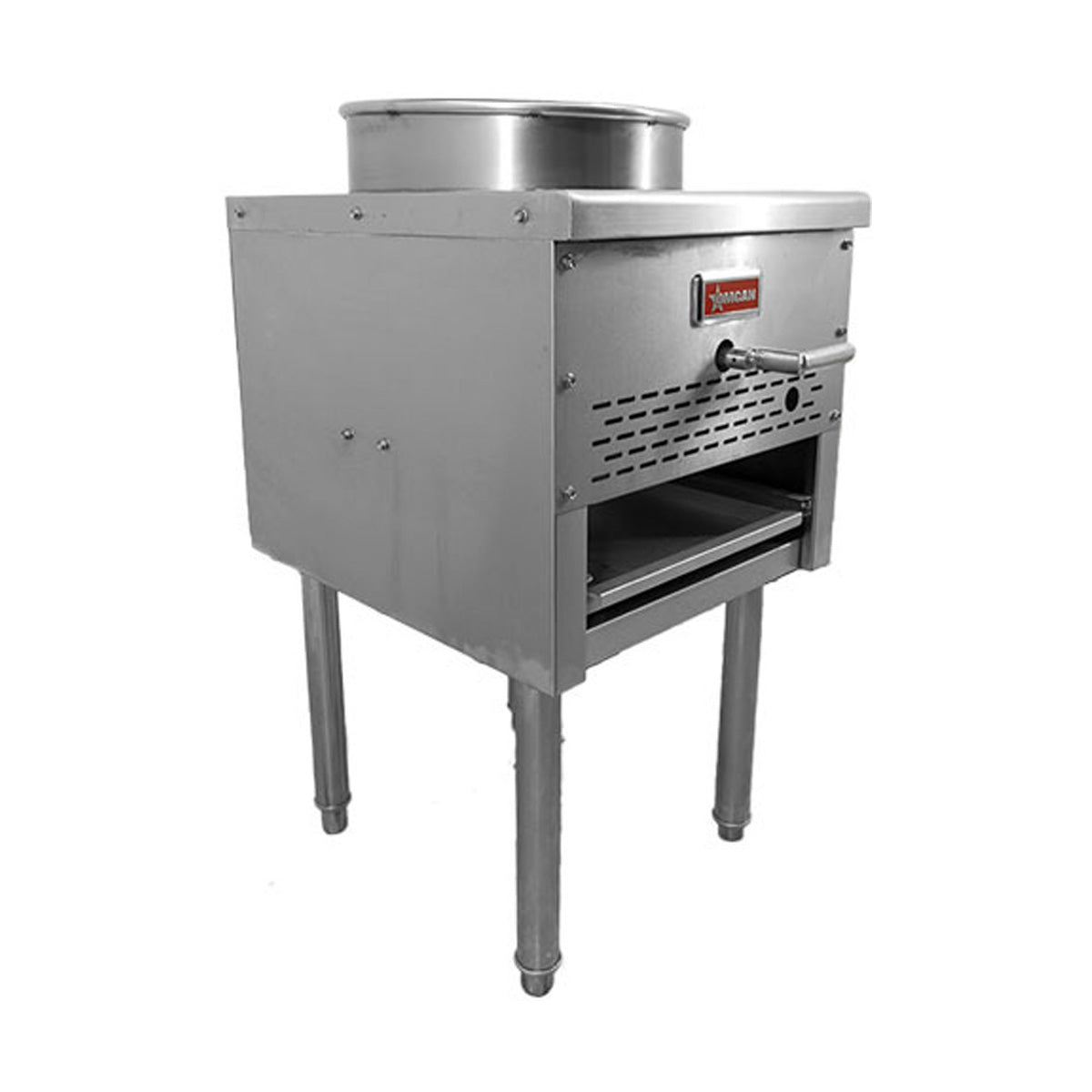 Omcan 47685 LP Gas Wok Range w/ (1) Burner (Bowl), 13" Wok Ring, Knee "L" Lever, Jet Burner, 95.000 BTU