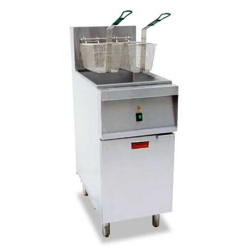 Omcan 47740 15" Floor Model Deep Fryer, Full Pot, 40 Ibs, 208v/60/1-ph, Stainless Steel