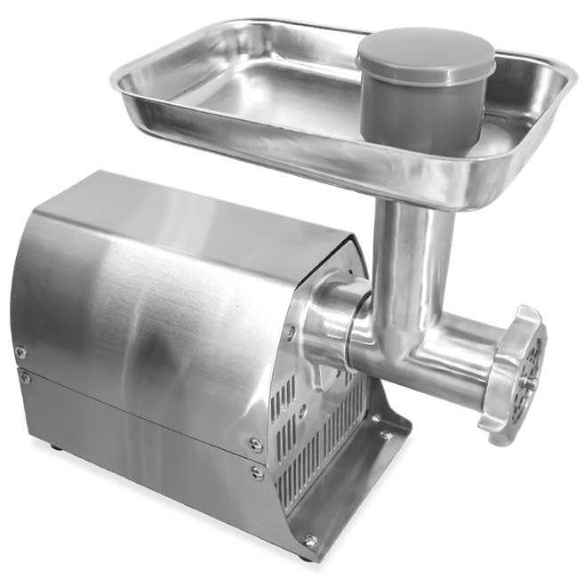 Omcan 47777 Countertop Electric Meat Grinder, #8 Hub, 2/5 HP, 240-260 lbs/hr, Stainless Steel Plates, 120V/60Hz, 15A | 6.38" Wide