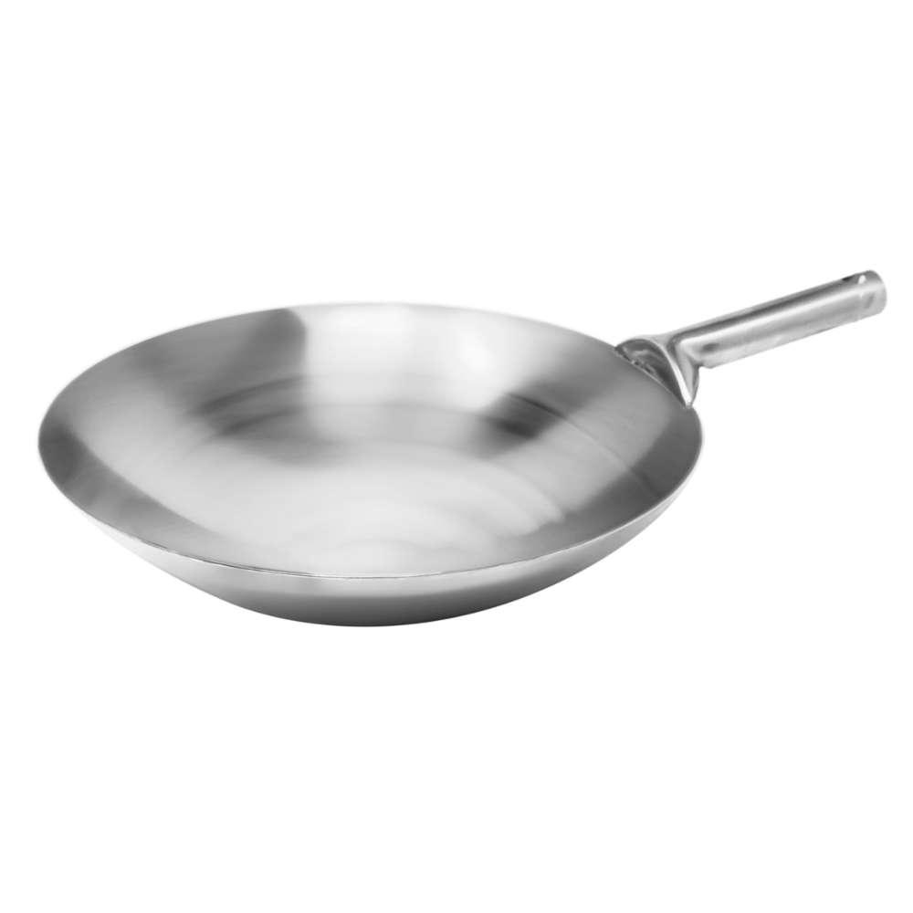 Omcan 47863 Mandarin Wok, 14" Diameter Stainless Steel, Welded Joint, Single Long Handle