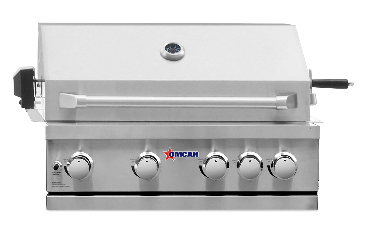 Omcan 47876 32" Countertop Outdoor LP Gas BBQ Grill, 5 Burners, 59.500 BTU