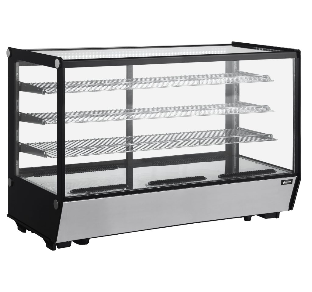 Omcan 47964 48" Display Case, 7.94 cu.ft, 2 Doors, 3 Shelves, Temp Ctrl, R290, 640W 110V