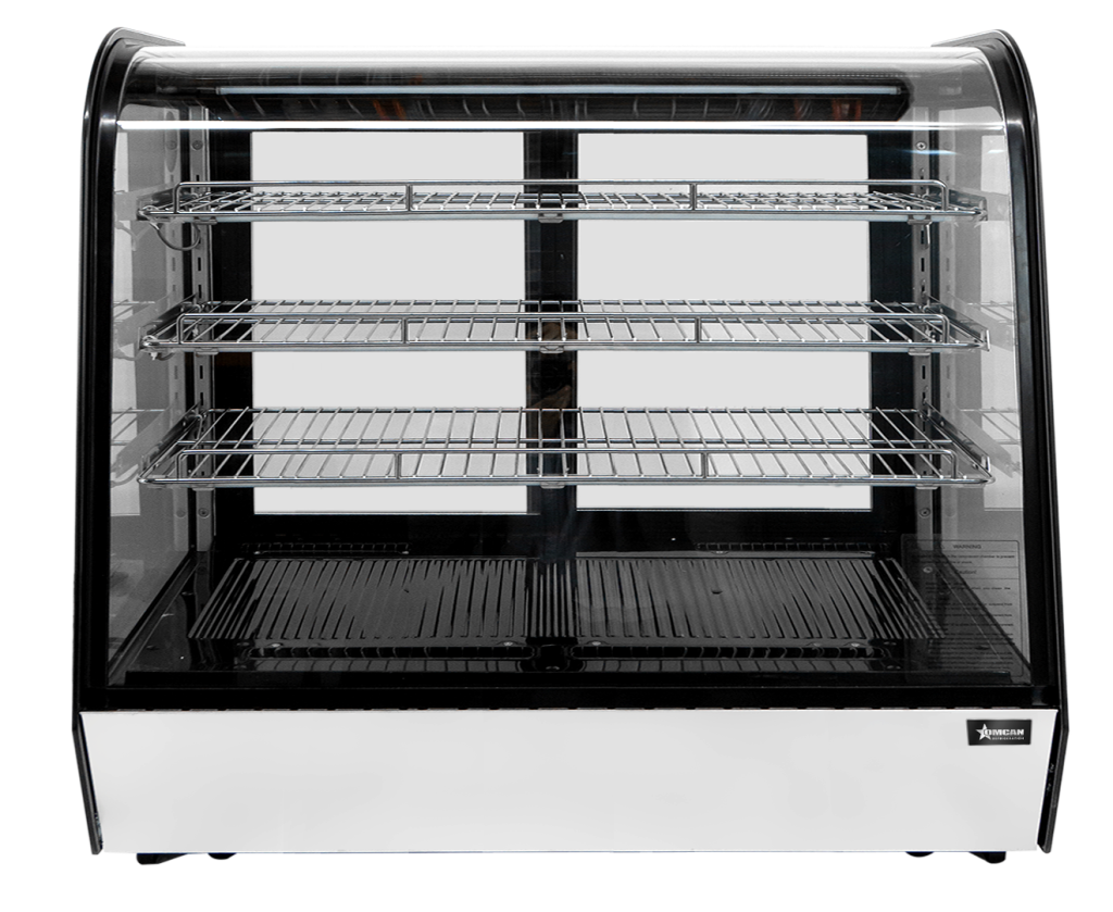 Omcan 47968 60" Countertop Case, 9.78 cu.ft, Glass, 2 Sliding Doors, 3 Shelves, Control, 800W