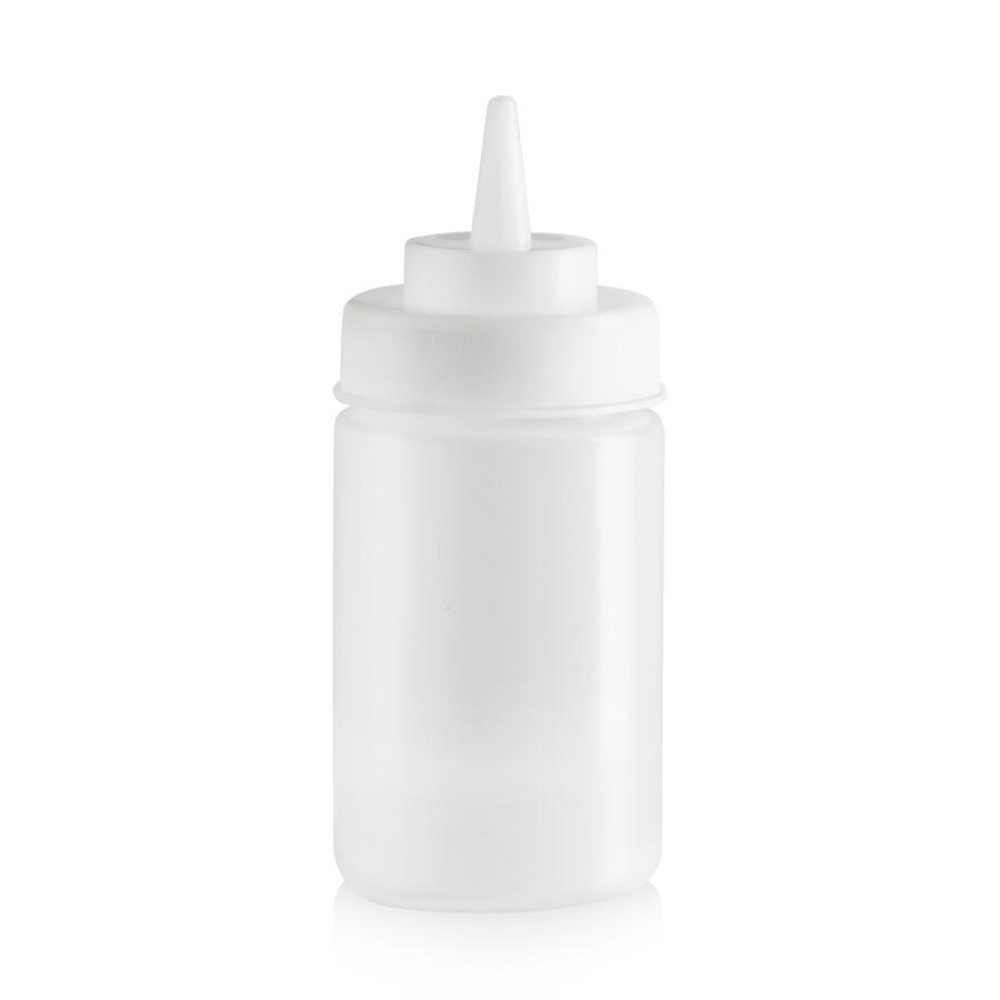 Omcan 48103 12oz Clear BPA-Free Squeeze Bottle, Wide Mouth, Single Tip, Plastic, 6/Pack | 12 oz