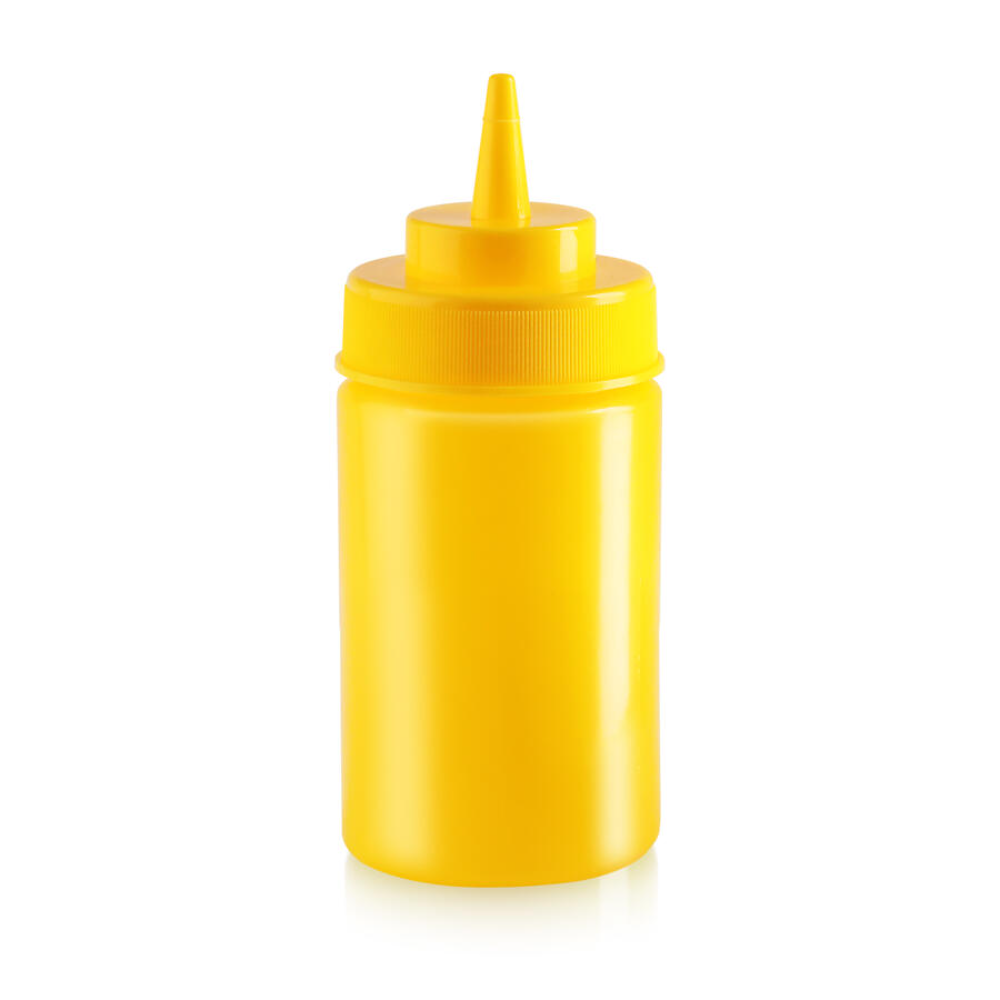 Omcan 48105 Squeeze Bottle, 12 oz Yellow Plastic, Wide-Mouth Single Tip, Dishwasher Safe BPA-Free | 2.75" Wide