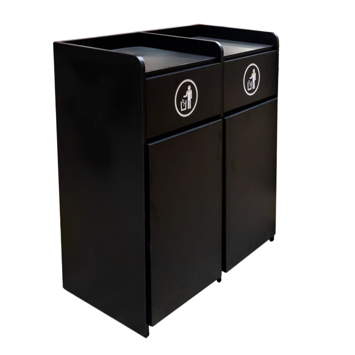 Omcan 48220 Double Waste Receptacle, 44"W x 22"D x 47"H, 2x36 Gal, Plywood & Melamine, Black
