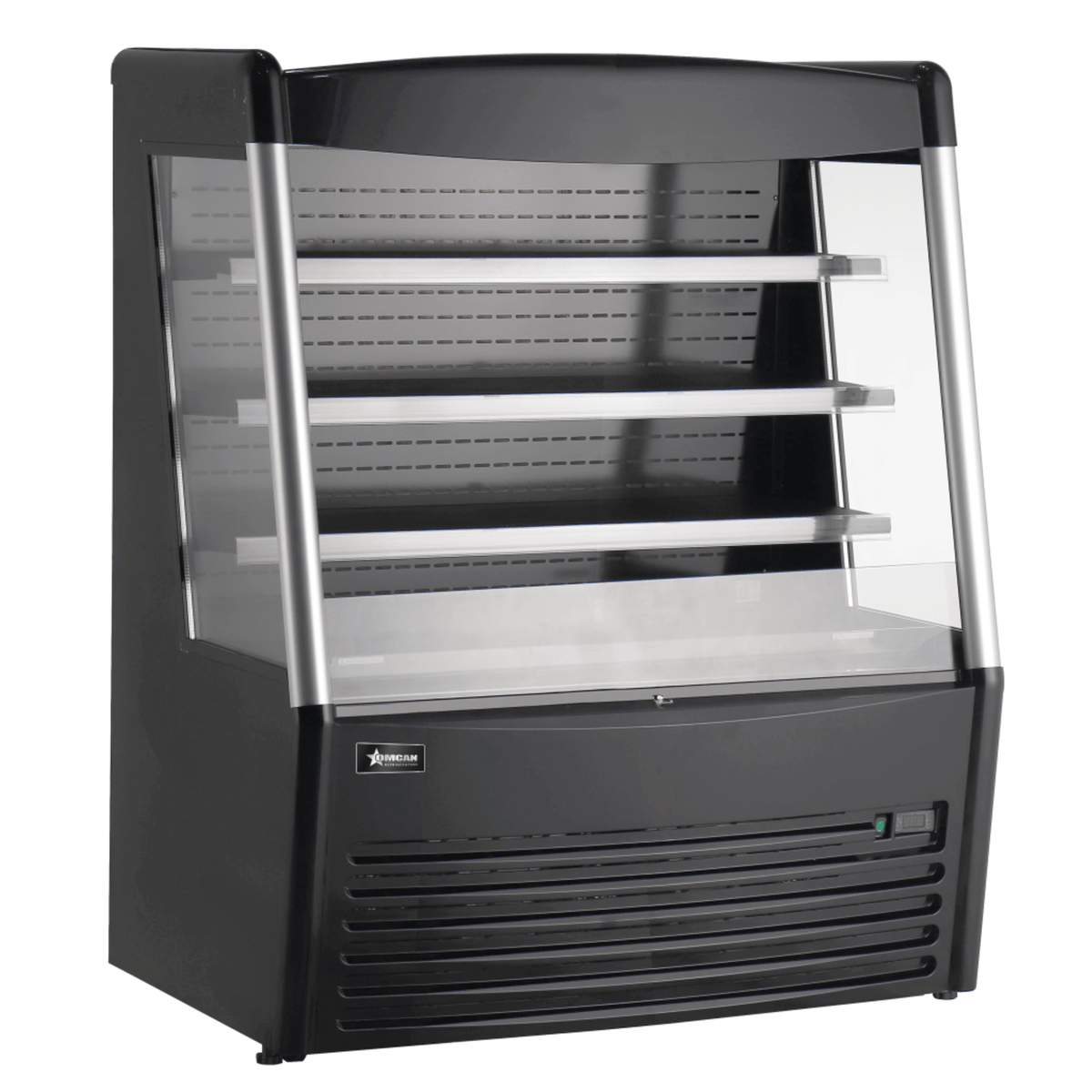 Omcan 48272 48" Vertical Open Air Merchandiser in Black, Self-Contained, 3 Shelves, 15 cu. ft.
