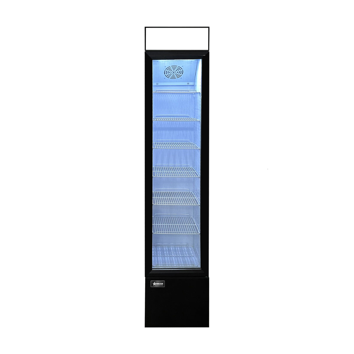 Omcan 48275 14" Glass Door Merchandiser Refrigerator, 3.7 cu ft, Black, Bottom-Mounted, R600a