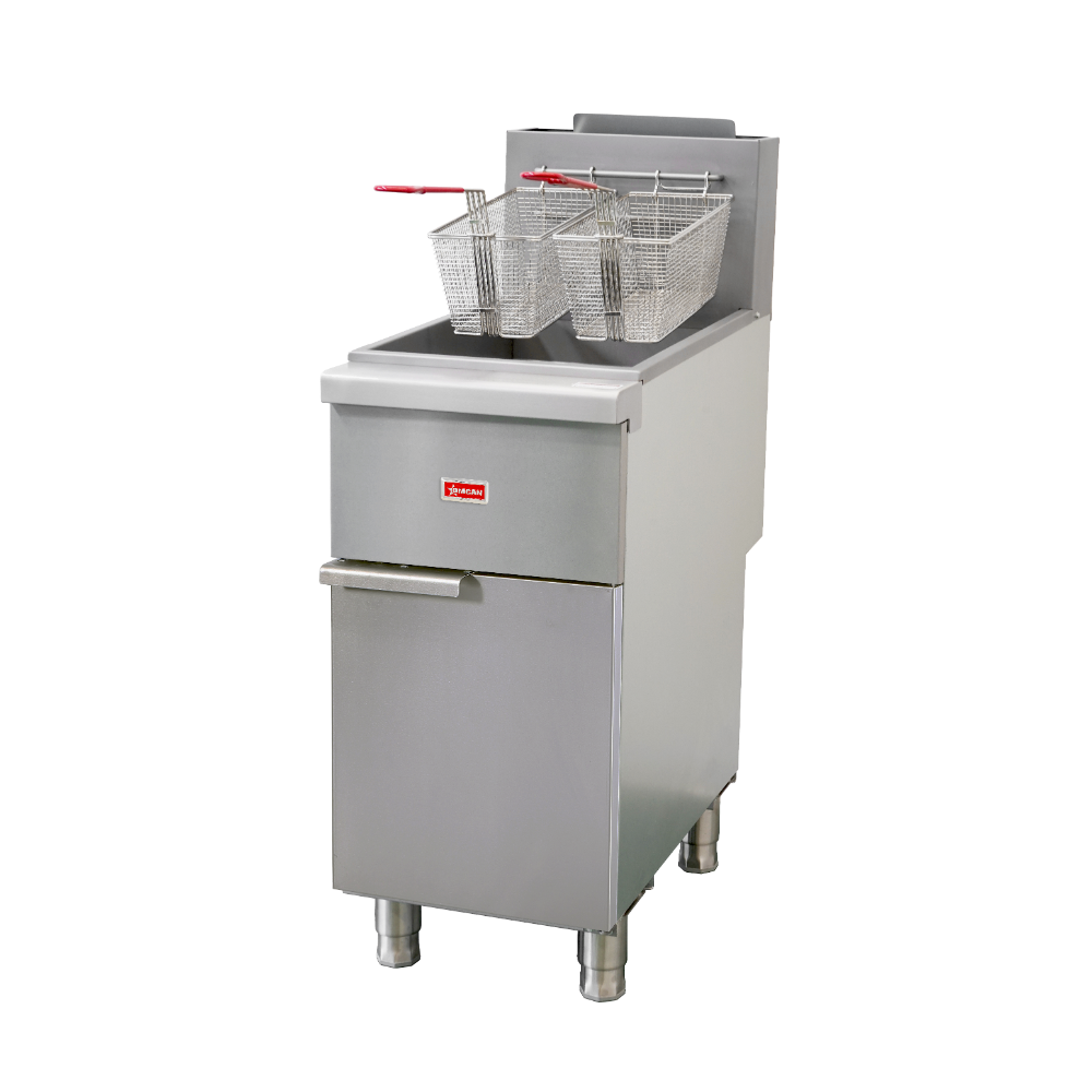 Omcan 48306 15" Floor Model Gas Deep Fryer, Full Pot, Natural Gas, 50 Ibs, 120.000 BTU