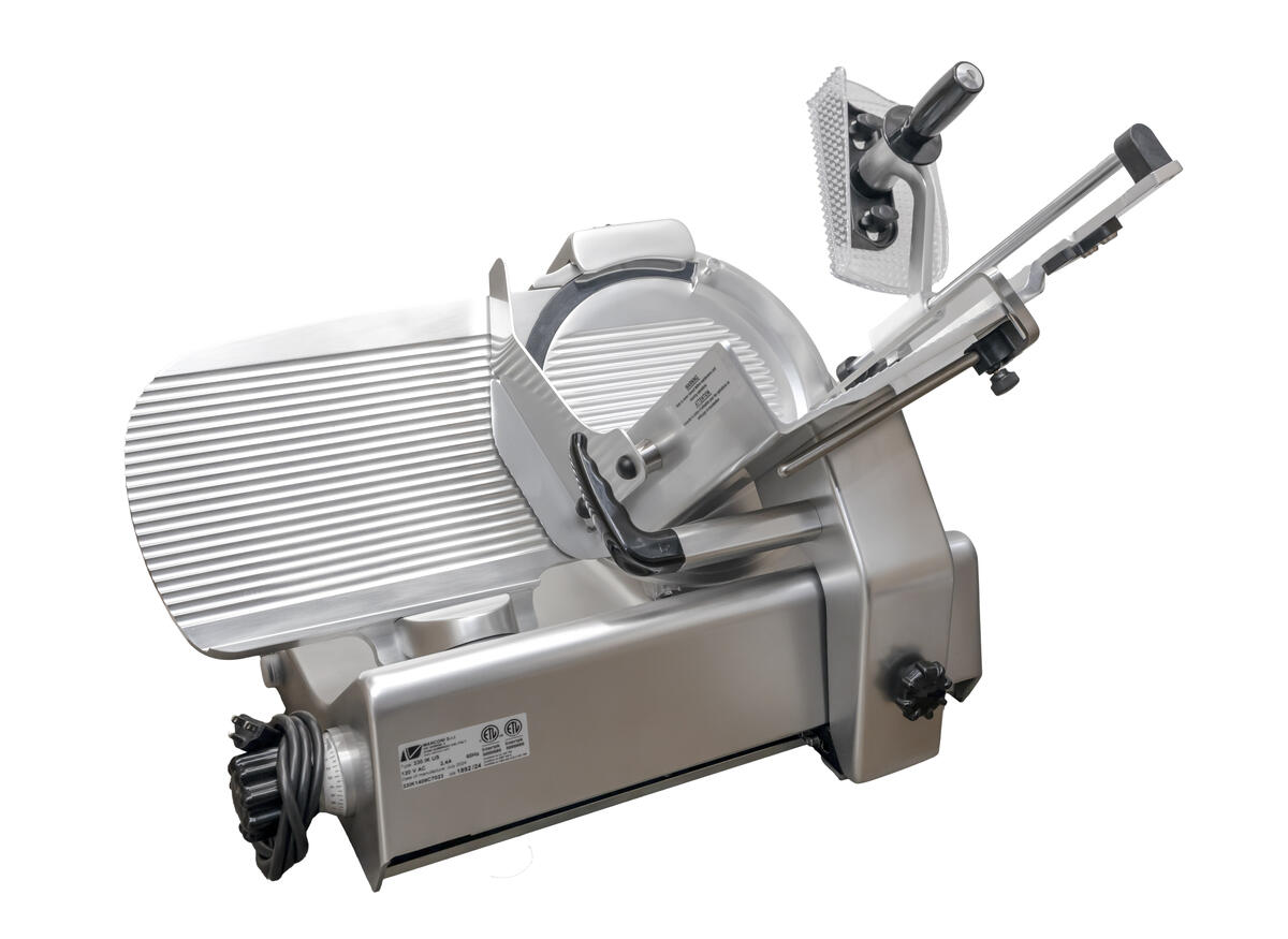 Omcan 48391 13" Meat Slicer, Gear-Driven, Manual Gravity Feed, 0.48 HP, 360W, 120V, Aluminum Body, Made in Italy