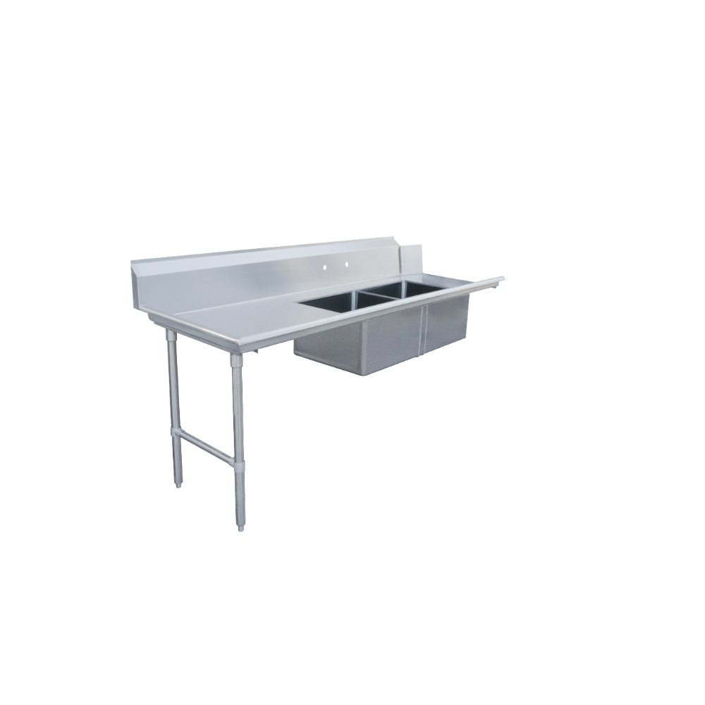 Omcan 48487 84" S.Steel Straight Soiled Dishtable - 16 Gauge, 20"x20" 2 Sinks / Left-to-Right