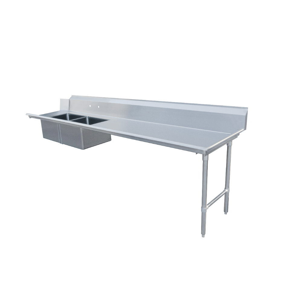 Omcan 48494 120" Stainless Steel Soiled Dishtable - 16 Gauge, 20"x20" 2 Sinks / Right-to-Left