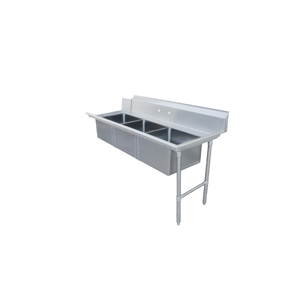 Omcan 48496 72" Soiled Straight Dishtable with (3) 20"x20" Sinks - 16 Gauge / Right-to-Left