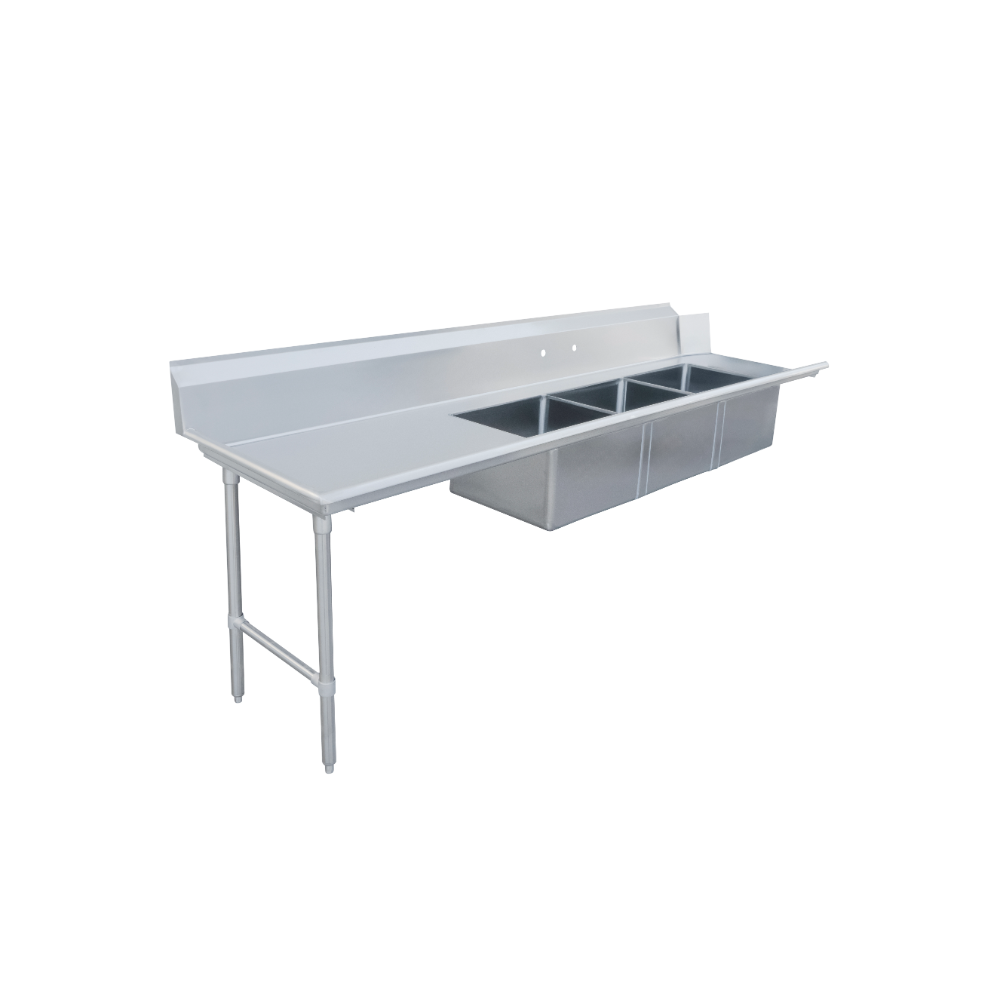Omcan 48503 120" Soiled Straight Dishtable with (3) 20"x20" Sinks - 16 Gauge / Left-to-Right