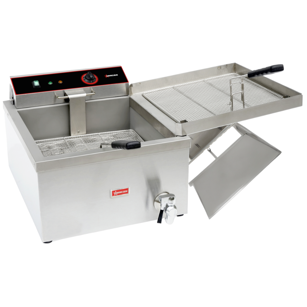 Omcan 48522 Countertop Electric Deep Fryer Full Pot, 25 Ibs, 208-240v/60/1-ph, Stainless Steel | 18" Wide