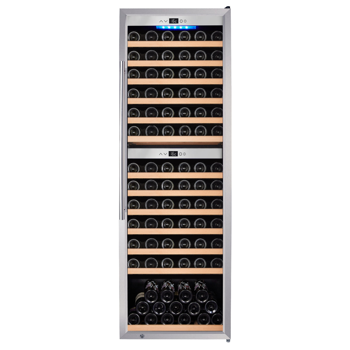 Omcan 48526 Dual Wine Cooler 24"-35" W, 96-149, 41-68°F (5-20°C), Stainless Door, R600a, 161W