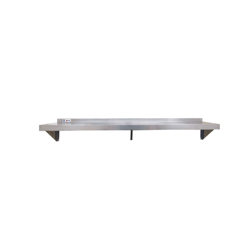 Omcan 48578 Wall-Mounted 84"W x 16"D Stainless Steel 18/430 400 Series Shelf, NSF Certified