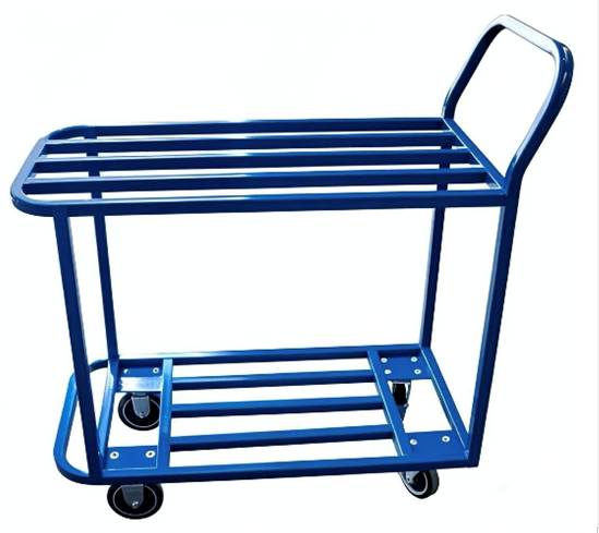 Omcan 48655 Welded Utility Cart, 599-3/4 lbs, Blue Powder Coated, 2 Tubular Shelves, 39-1/4" x 19" x 41-1/4"H | 451 - 900 lbs capacity