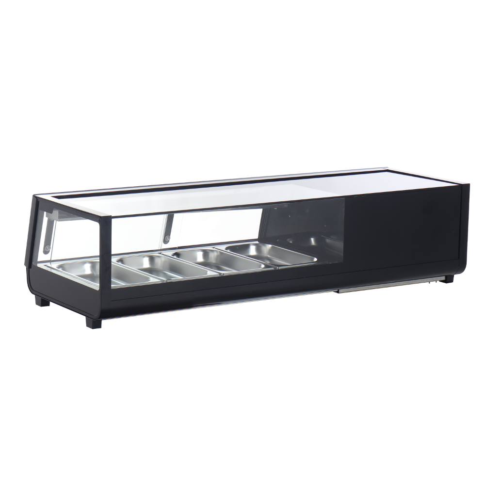 Omcan 48667 47" Black Sushi Display 42L Fits 4 1/3 Pans 32°-53.6°F LED R290 150W 110-120V
