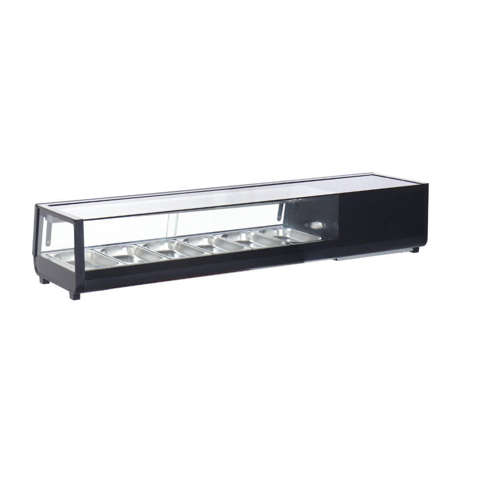 Omcan 48669 Countertop Sushi Display Case, 60" Width, 62 L Capacity, Black Finish, LED Lighting
