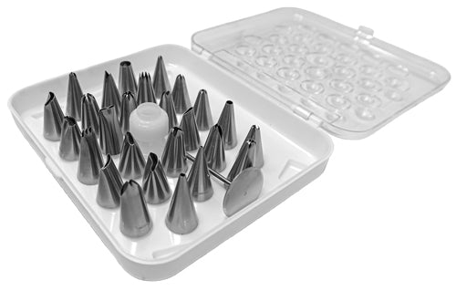 Omcan 48897 26-Piece Seamless Stainless Steel Cake Decorating Set, Skull Design - 26/Set | 0" Wide