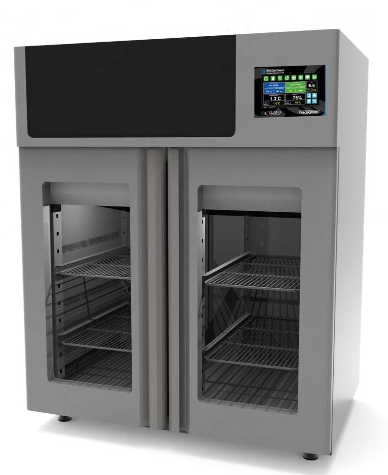Omcan 49001 Pesciugatore Fish Curing Cabinet - 132 lb Capacity, 32-95°F, Dual-Glazed Glass, HACCP | 43.3" Wide