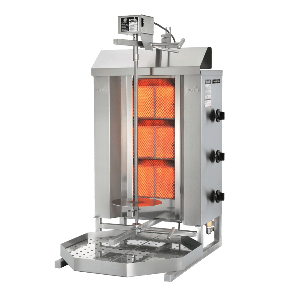 Omcan 49160 36" Gas Gyro Machine, 88.18 lbs, (3) Individual Controlled Infrared Burners | 70 - 99 lbs