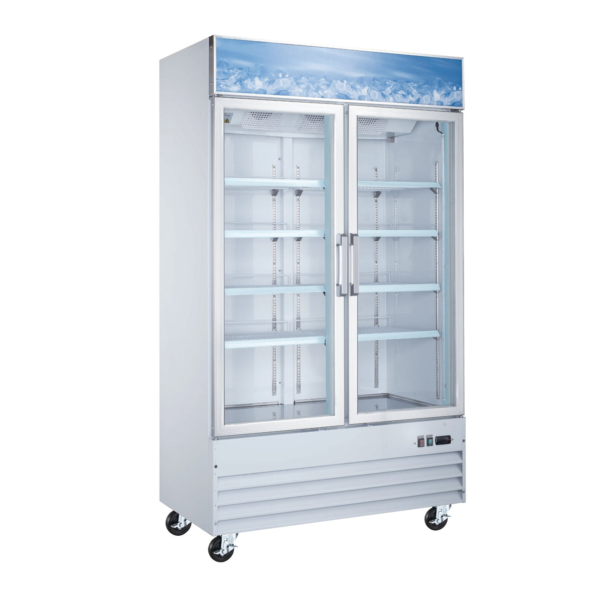 Omcan 50031 49" 2 Glass Door Freezer Merchandiser in White, 29 cu. ft.