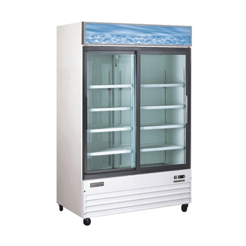 Omcan 50032 53" 2-Section Merchandiser Refrigerator w/ Sliding Glass Door, 45 cu. ft.