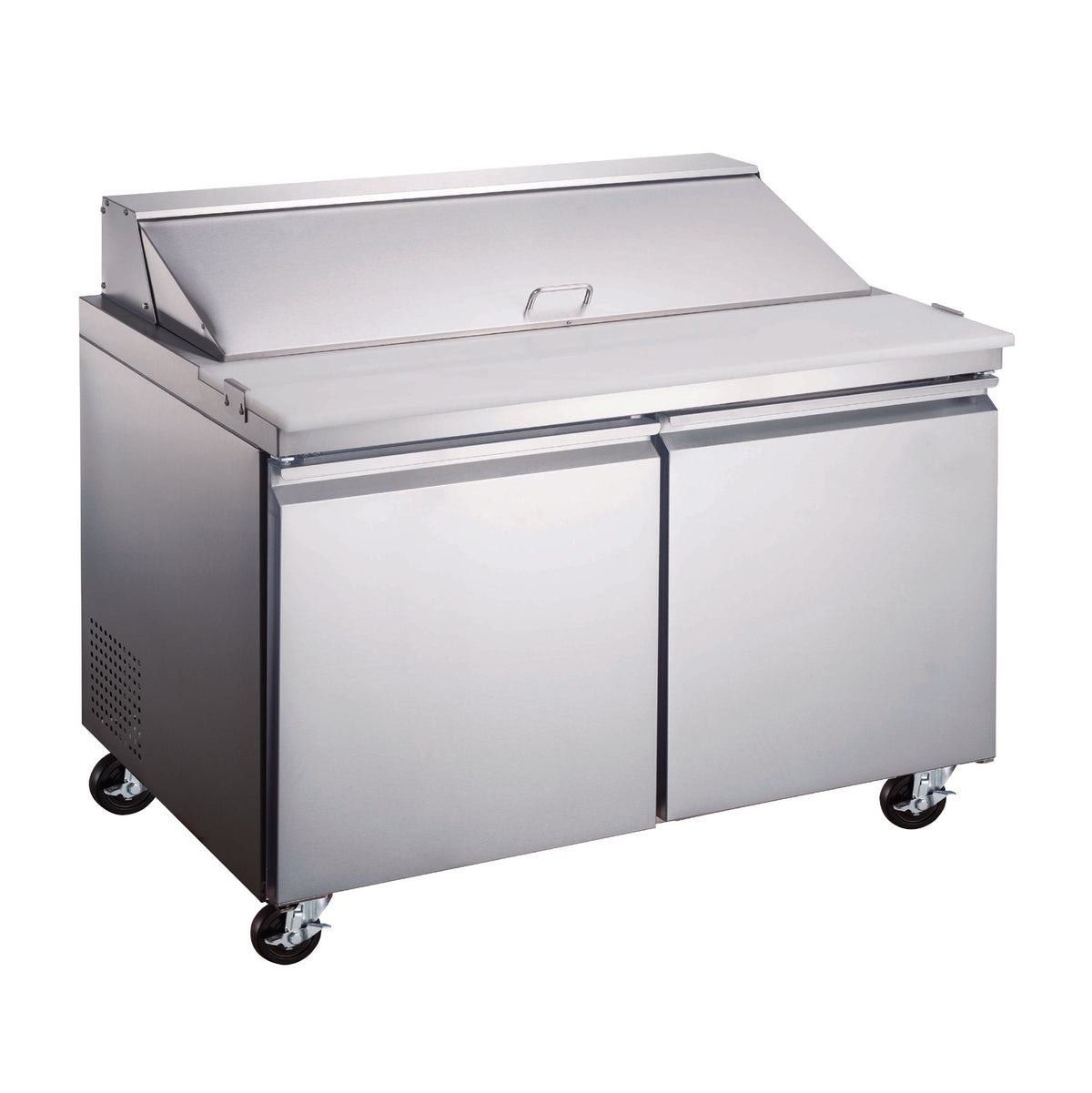Omcan 50047 60" Two Section Sandwich / Salad Prep Table w/ 2 Doors, 16 Pans