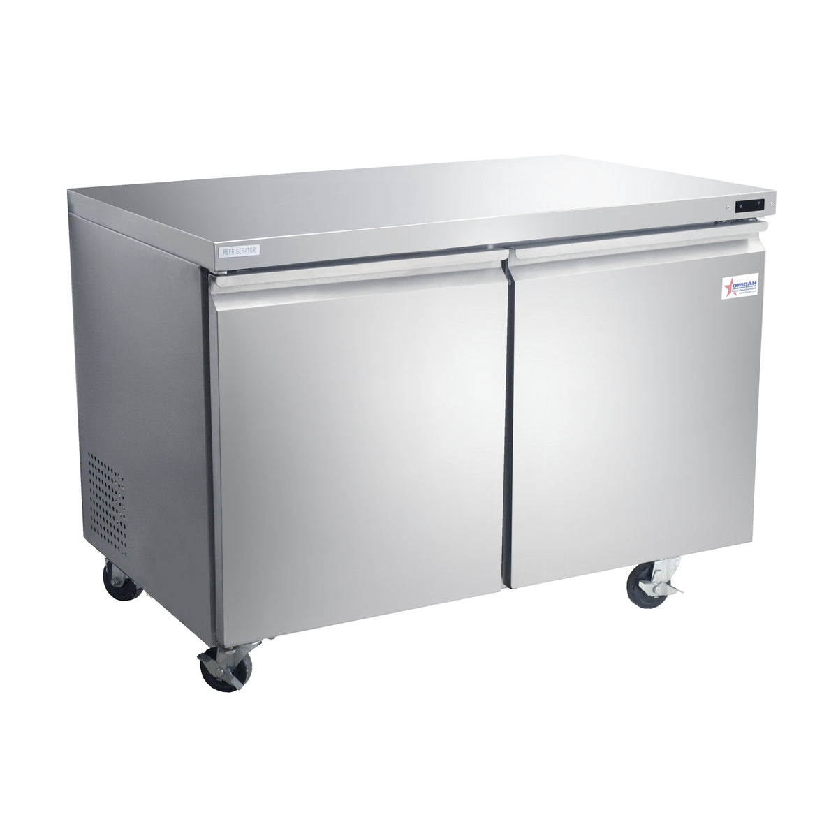 Omcan 50056 48" 2-Section Undercounter Refrigerator w/ 2 Solid Doors, 12 cu ft