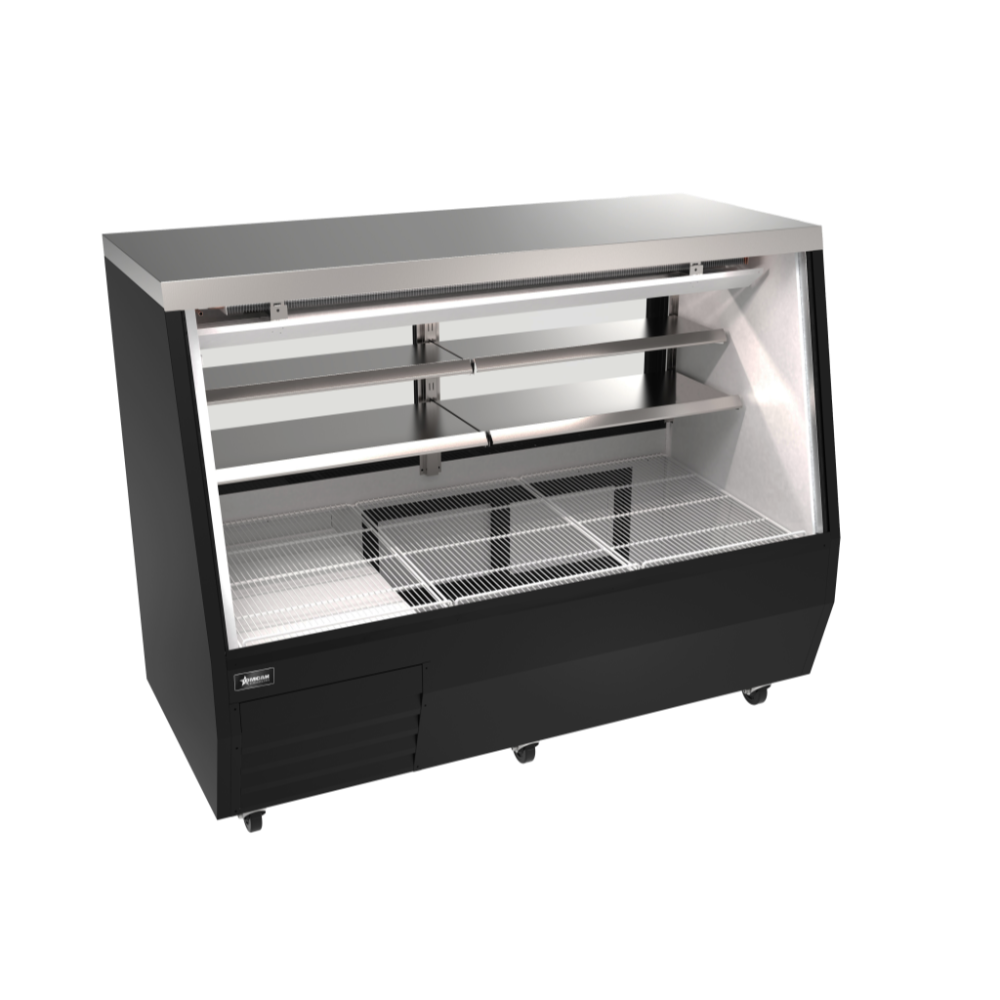 Omcan 50106 71" Deli Display Case, 30 cu ft Display/11 cu ft Storage, Black Exterior, LED Lighting