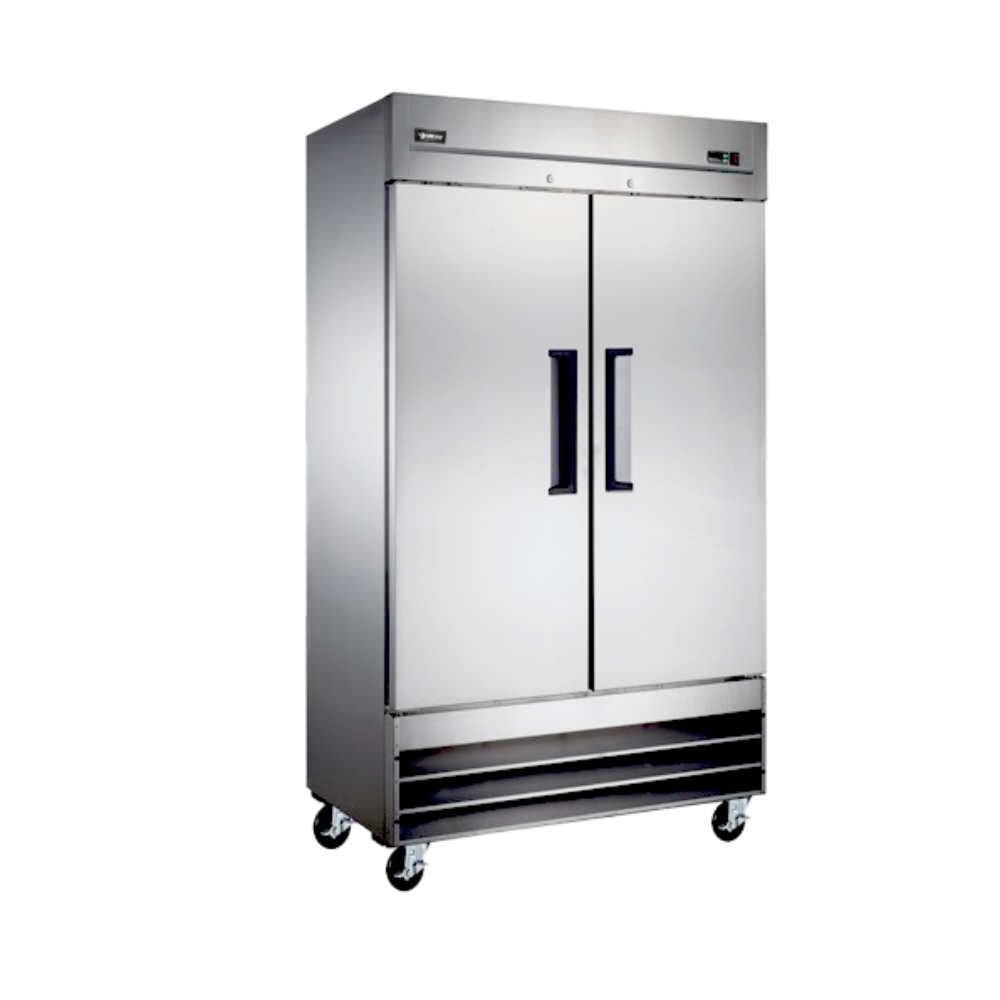 Omcan 50111 29" 2-Solid Door Reach-In Freezer, Top Mounted, 26.5 cu. ft., Stainless Steel