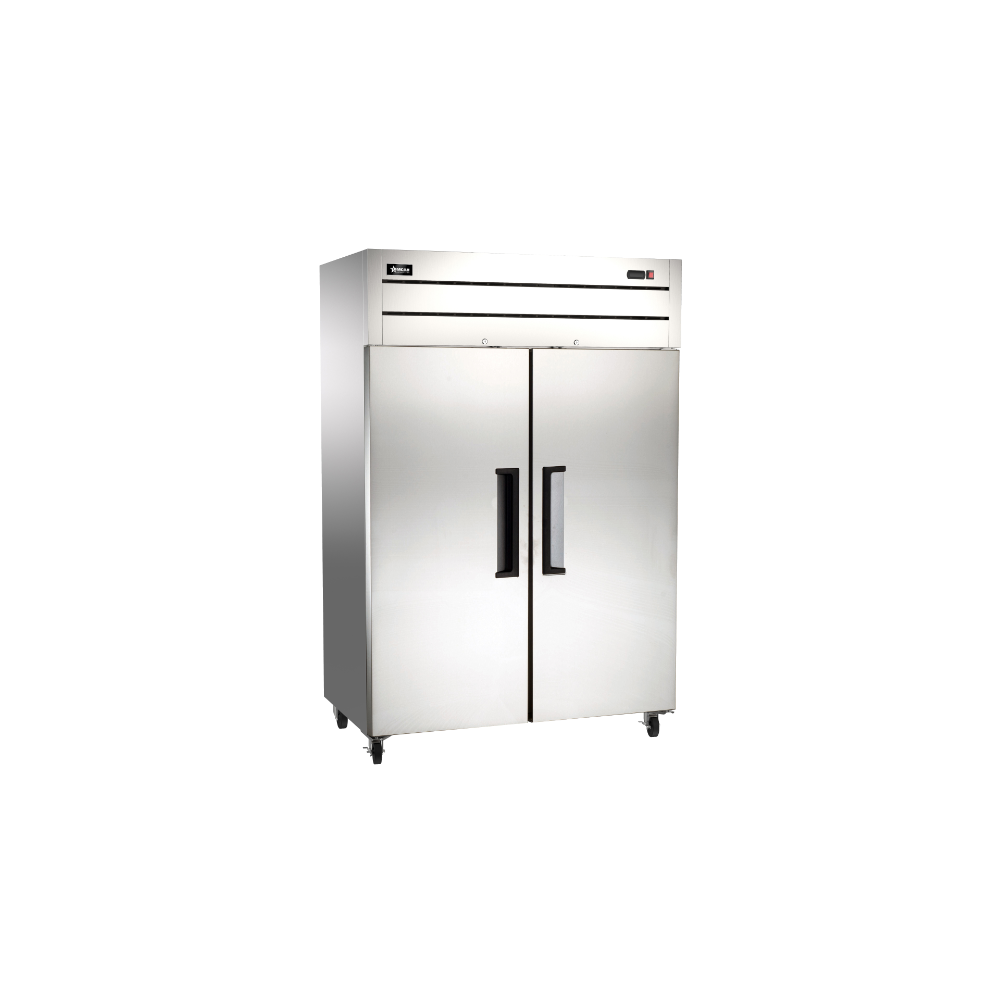 Omcan 50115 32" 2-Solid Door Reach-In Refrigerator, 43.1 cu. ft., Top Mounted, Stainless Steel