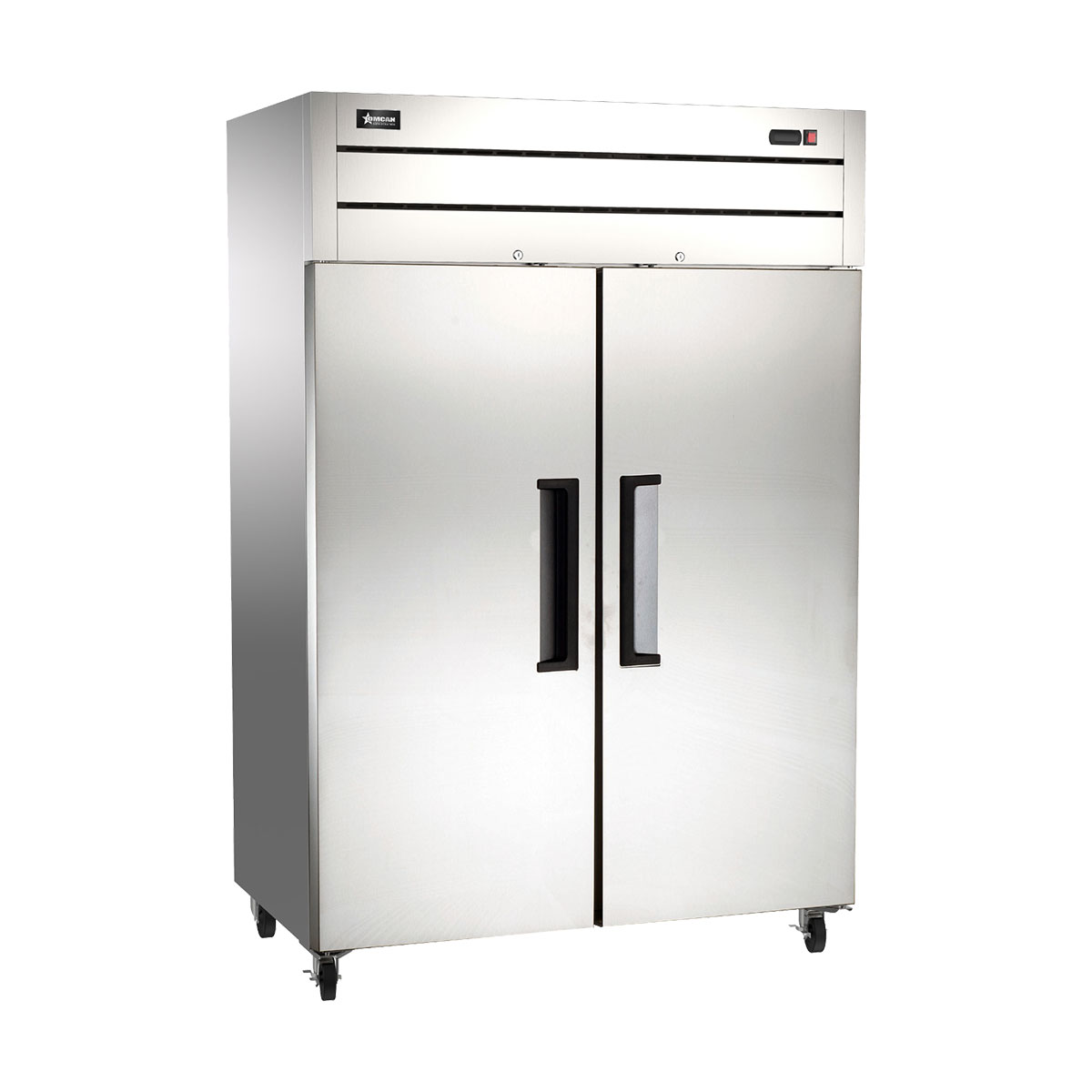 Omcan 50117 32" 2-Solid Door Reach-In Freezer, Top Mounted, 43.1 cu. ft., Stainless Steel