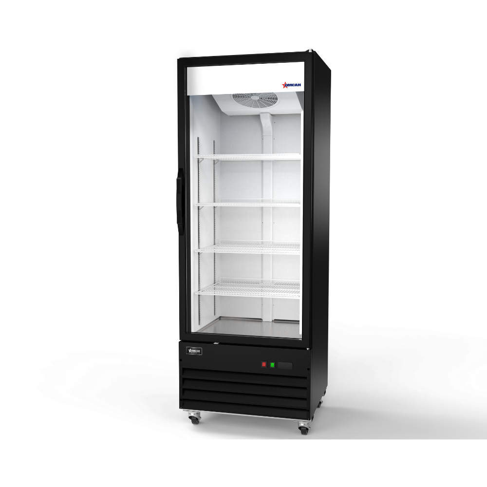 Omcan 50123 30" One-Section Merchandiser Refrigerator, 16.3 cu.ft, Stainless Steel, Black, R290
