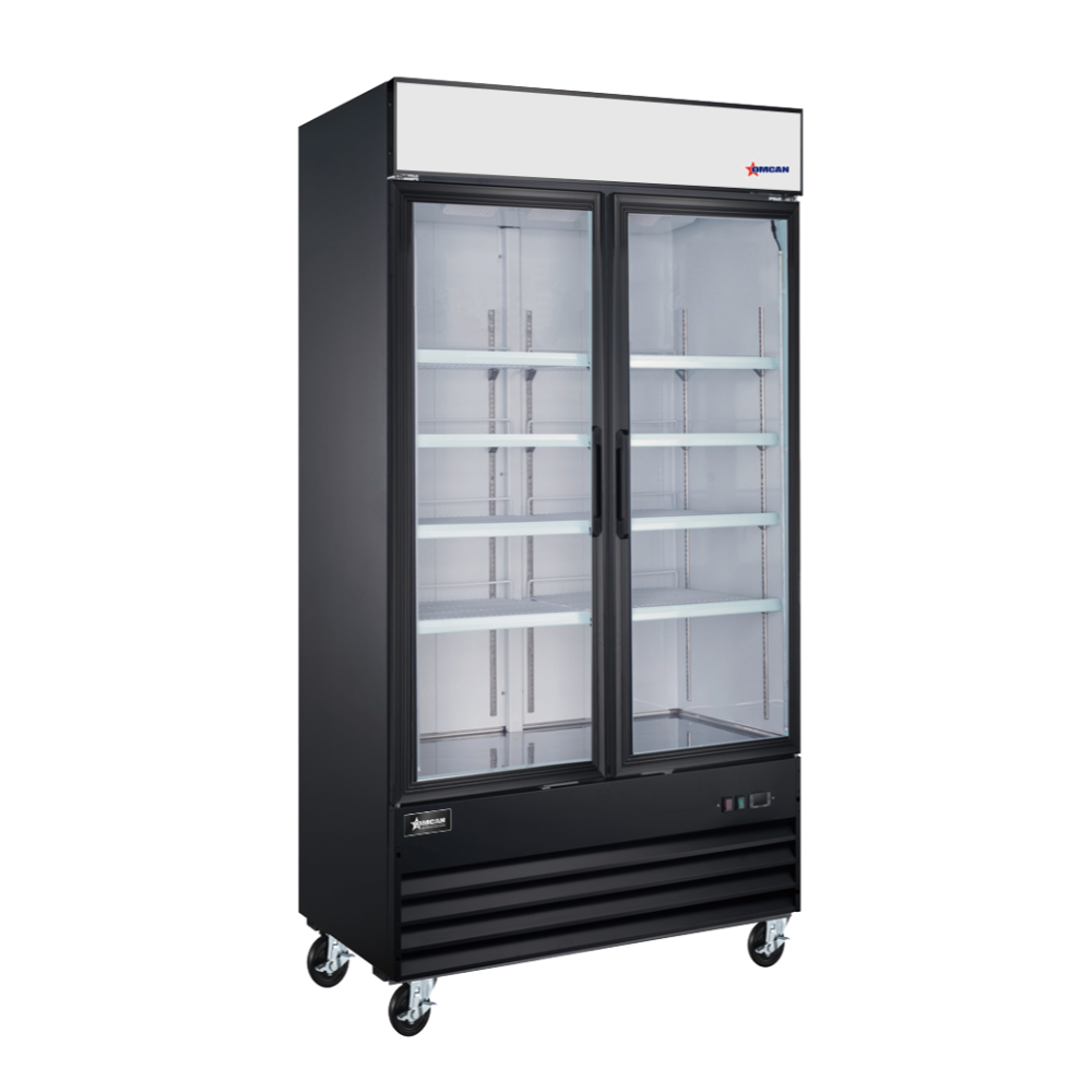 Omcan 50128 40" Merchandiser Refrigerator, 31.5 cu.ft, Black, R290, LED