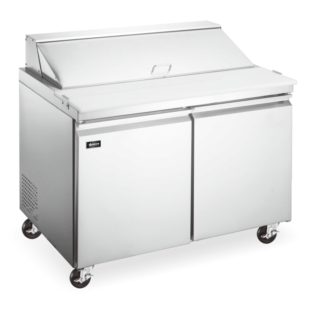 Omcan 50129 36" 2-Section Mega Top Sandwich and Salad Prep Table, 15 Pans, Stainless Steel